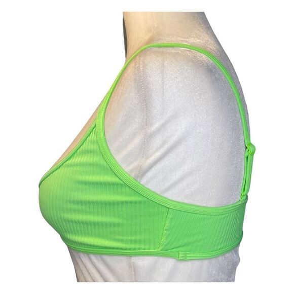 LA Hearts PacSun Summerland Binded Bikini Top Neon Green Ribbed Knit Pull-Over X - Picture 3 of 7
